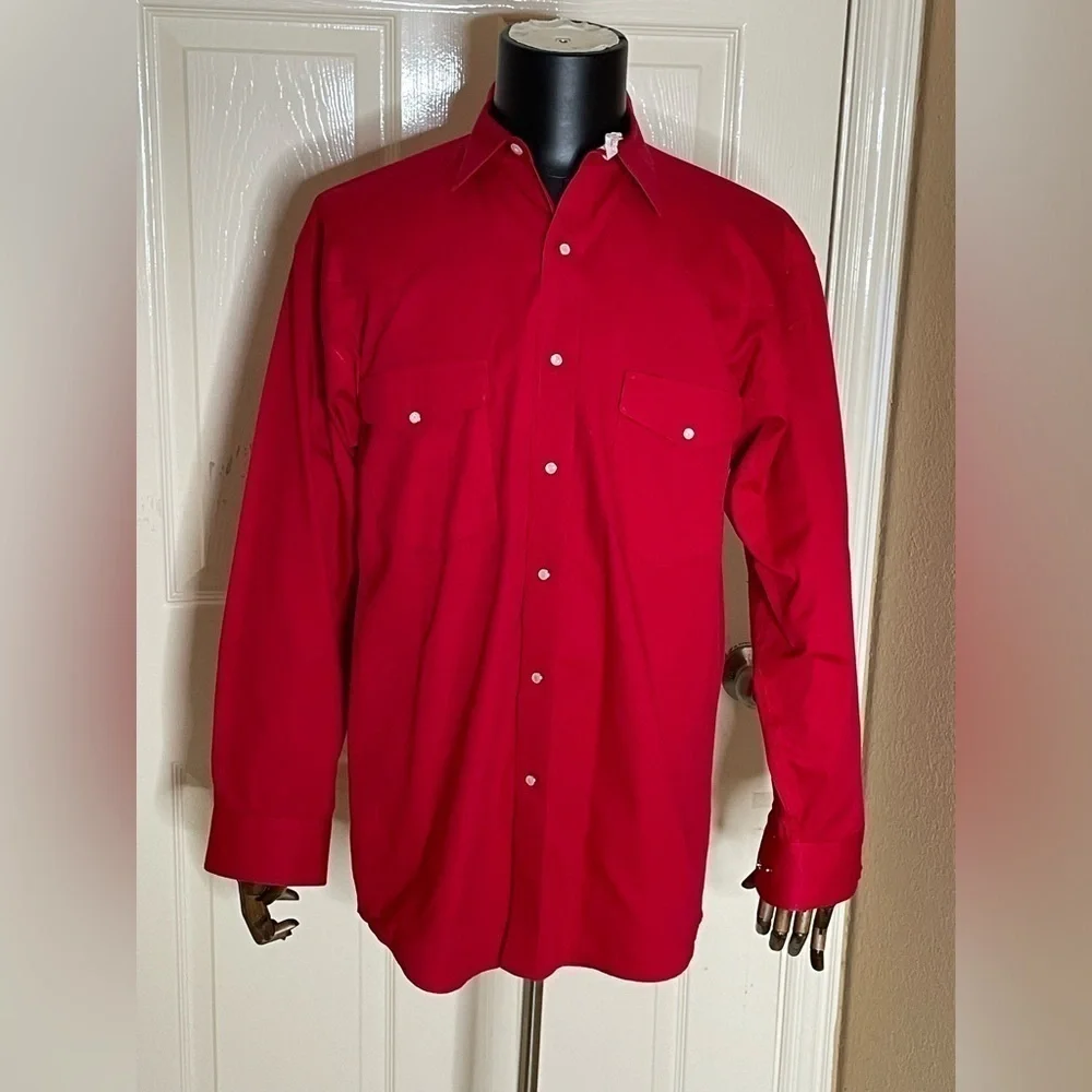 CODY JAMES CORE MEN'S SOLID MAROON TWILL LONG SLEEVE WESTERN SHIRT Medium - Picture 1 of 7
